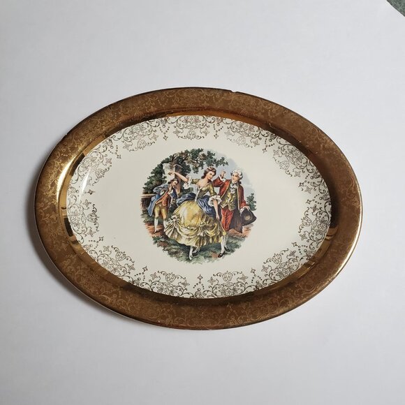 Vintage Sabin Crest O Gold 22K Warranted Platter - Picture 1 of 6